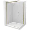 Mexen Omega schuifbare douchecabine 120 x 90 cm, transparant, goud + Flat douchebak - 825-120-090-50-00-4010