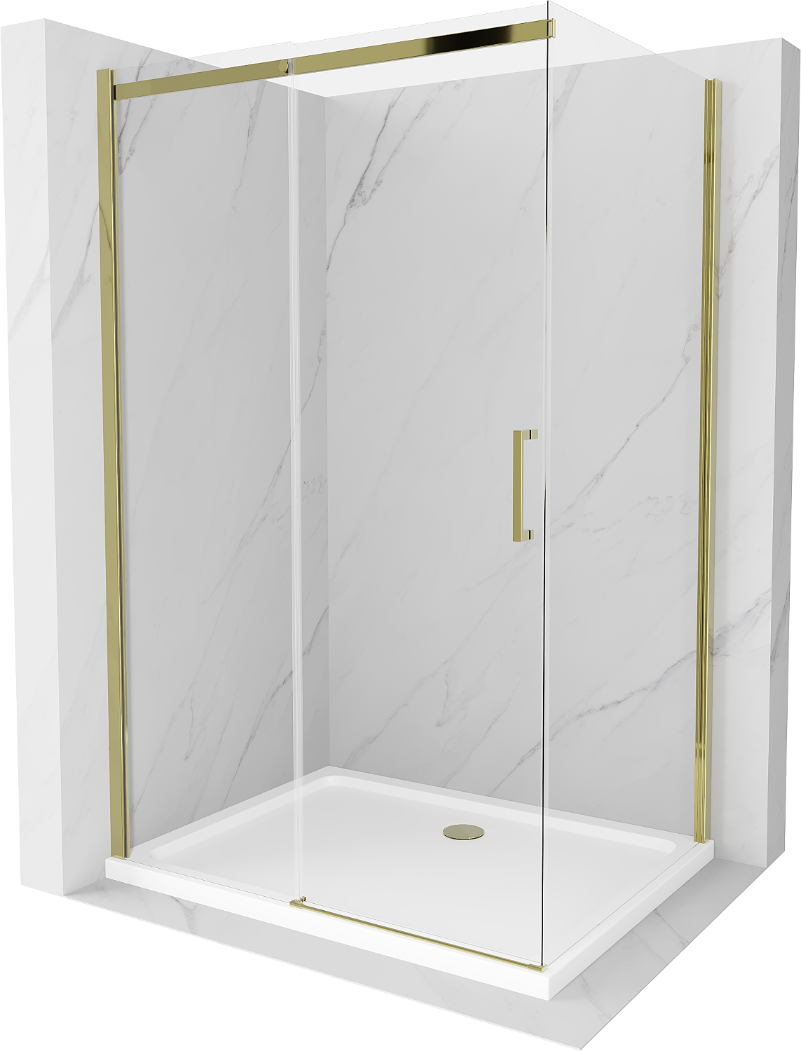 Mexen Omega kabina prysznicowa rozsuwana 120 x 90 cm, transparent, złota + brodzik Flat - 825-120-090-50-00-4010
