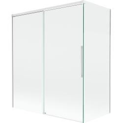 Mexen Rox klizni zastor za kadu s pomakom, 2-panelni, 140 + 70 x 150 cm, prozirni, bijeli - 8C9-140-070-20-00