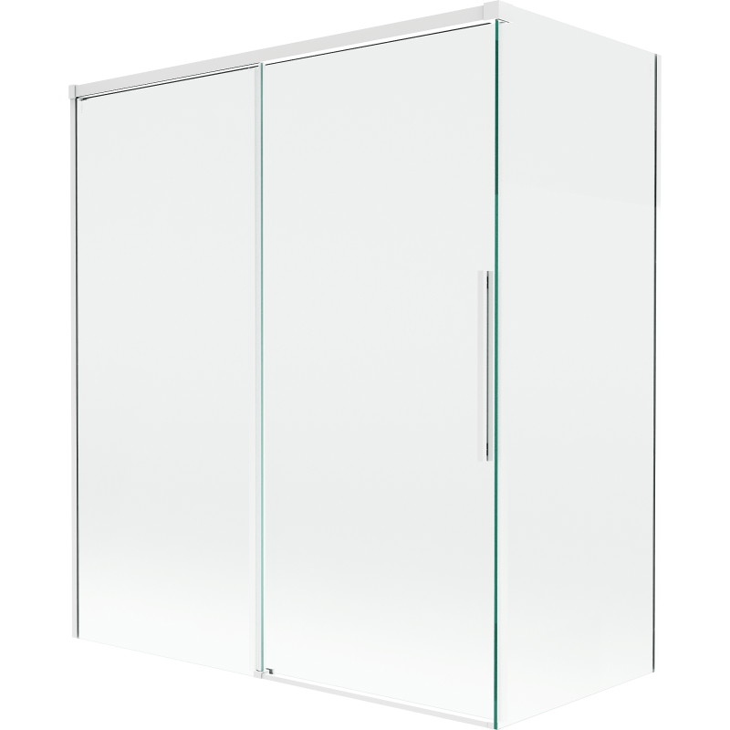 Mexen Rox kaheinimesega vannisein, lükanduks, 140 + 70 x 150 cm, läbipaistev, valge - 8C9-140-070-20-00