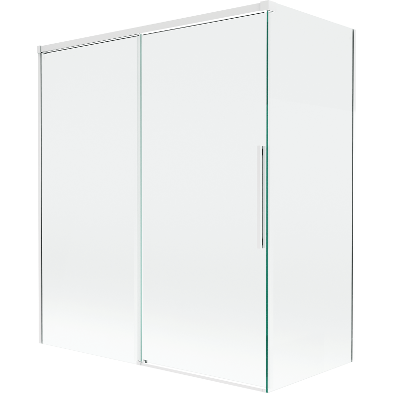 Mexen Rox, zweiteiliger verschiebbarer Badewannenaufsatz 140 + 70 x 150 cm, transparent, weiß - 8C9-140-070-20-00