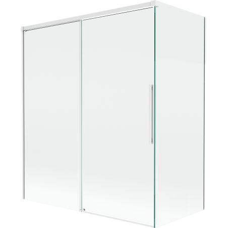 Mexen Rox, zweiteiliger verschiebbarer Badewannenaufsatz 140 + 70 x 150 cm, transparent, weiß - 8C9-140-070-20-00