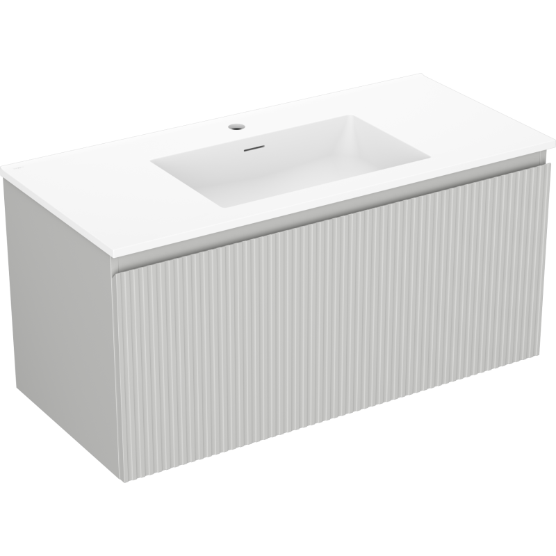 Mexen Rivel Buedzëmmer Schaf 100 cm mat Lavabo Otis, 1 Tirang, geriffelt, gro mat/wei mat - 91A20-10047-1-BF62-W18M01