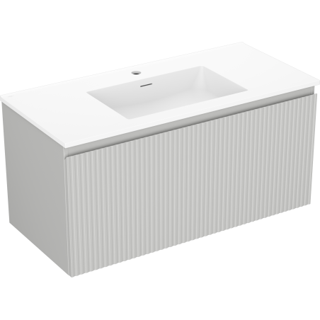 Mexen Rivel szafka łazienkowa 100 cm z umywalką Otis, 1 szuflada, ryflowana , szara mat/biała mat - 91A20-10047-1-BF62-W18M01