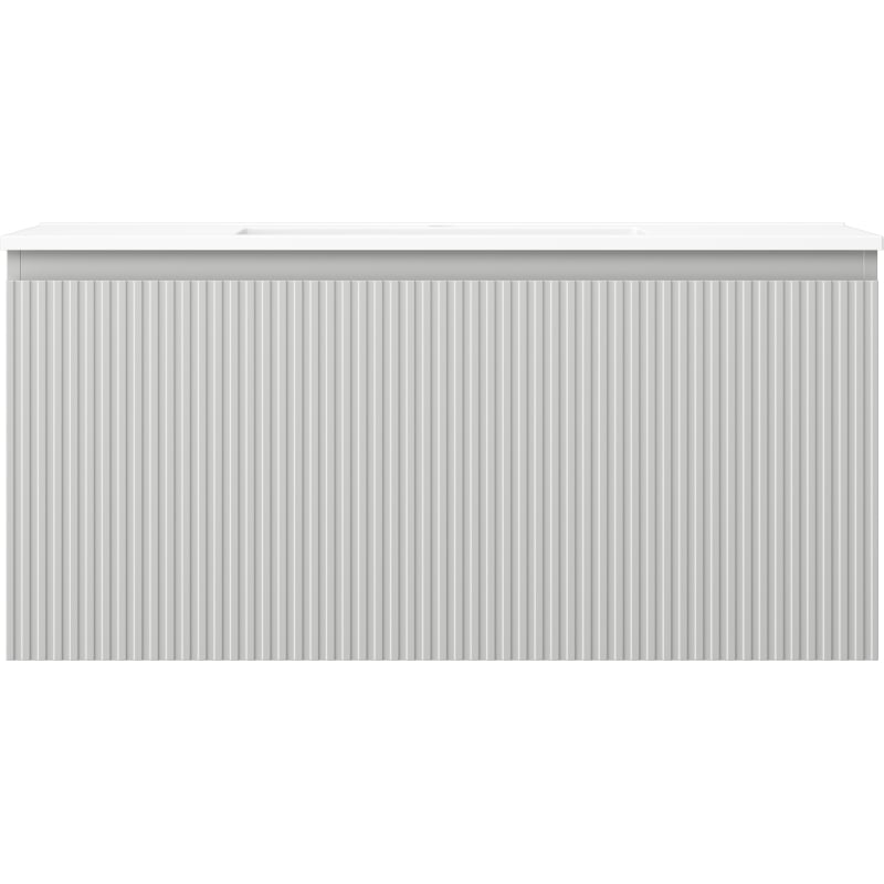 Mexen Rivel 100 cm bathroom cabinet with sink Otis, 1 drawer, grooved, gray matte/white matte - 91A20-10047-1-BF62-W18M01