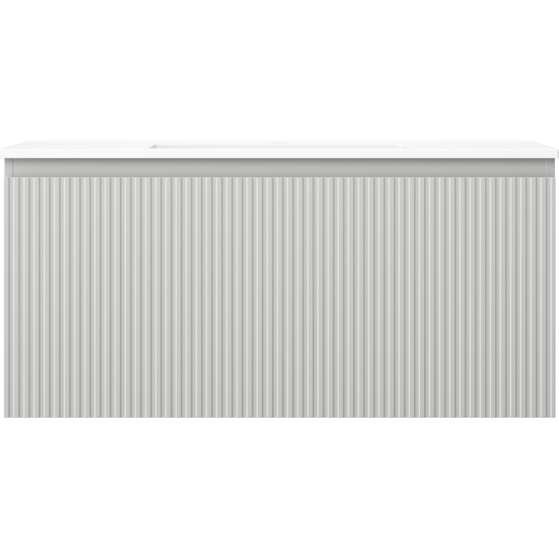 Mexen Rivel gabinete de baño de 100 cm con lavabo Otis, 1 cajón, acanalado, gris mate/blanco mate - 91A20-10047-1-BF62-W18M01