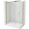 Mexen Omega cabine de douche coulissante 130 x 70 cm, transparente, or + receveur Flat - 825-130-070-50-00-4010