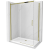Mexen Omega schuifdouchecabine 130 x 70 cm, transparant, goud + Flat douchebak - 825-130-070-50-00-4010