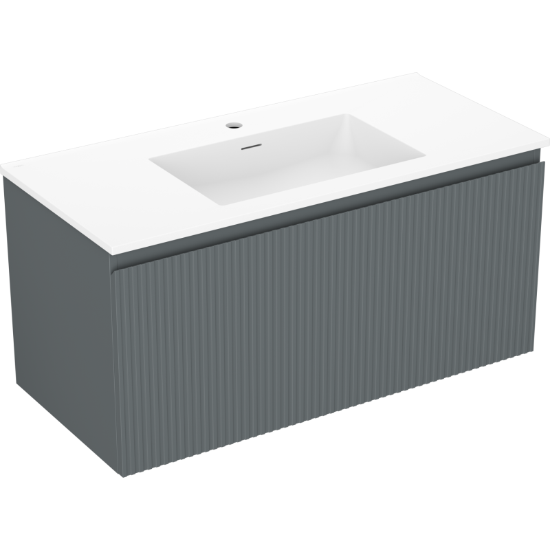 Mexen Rivel mueble de baño 100 cm con lavabo Otis, 1 cajón, ranurado, grafito mate/blanco mate - 91A20-10047-1-BF66-W18M01