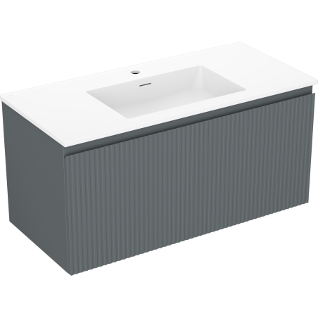 Mexen Rivel mueble de baño 100 cm con lavabo Otis, 1 cajón, ranurado, grafito mate/blanco mate - 91A20-10047-1-BF66-W18M01