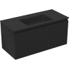 Mexen Rivel Badezimmerschrank 100 cm mit Waschbecken Otis, 1 Schublade, gerillt, schwarz matt - 91A20-10047-1-BF71-W18M71
