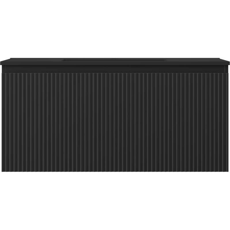 Mexen Rivel armario de baño 100 cm con lavabo Otis, 1 cajón, ranurado, negro mate - 91A20-10047-1-BF71-W18M71