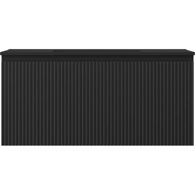 Mexen Rivel badkamerkast 100 cm met wastafel Otis, 1 lade, gegroefd, zwart mat - 91A20-10047-1-BF71-W18M71