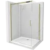 Mexen Omega Dusche Kabine Schiebetür 130 x 90 cm, transparent, gold + Duschwanne Flat - 825-130-090-50-00-4010
