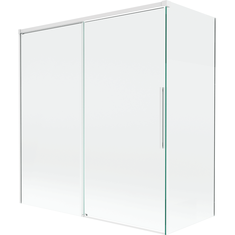 Mexen Rox badwand 2-delige schuifbare 150 + 70 x 150 cm, transparant, wit - 8C9-150-070-20-00