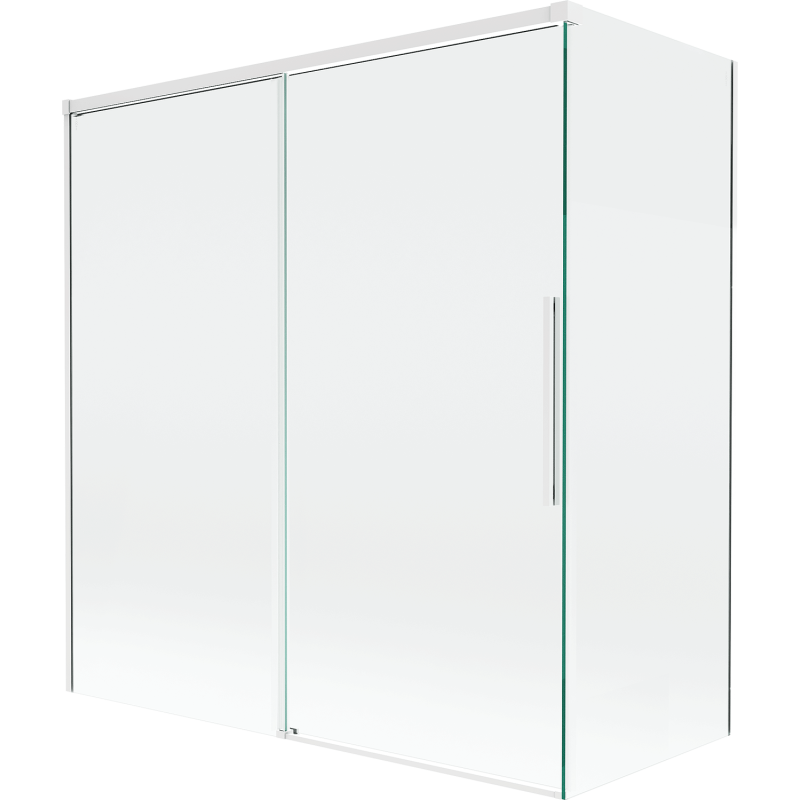 Mexen Rox parawan nawannowy 2-skrzydłowy rozsuwany 150 + 70 x 150 cm, transparent, biały - 8C9-150-070-20-00