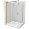 Mexen Omega schuifbare douchecabine 130 x 100 cm, transparant, goud + Flat douchebak - 825-130-100-50-00-4010