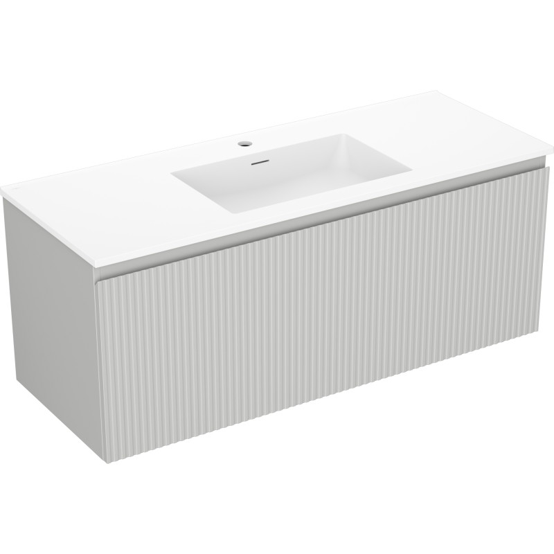 Mexen Rivel badkast 120 cm met wastafel Otis, 1 lade, geribbeld, grijs mat/wit mat - 91A20-12047-1-BF62-W18M01