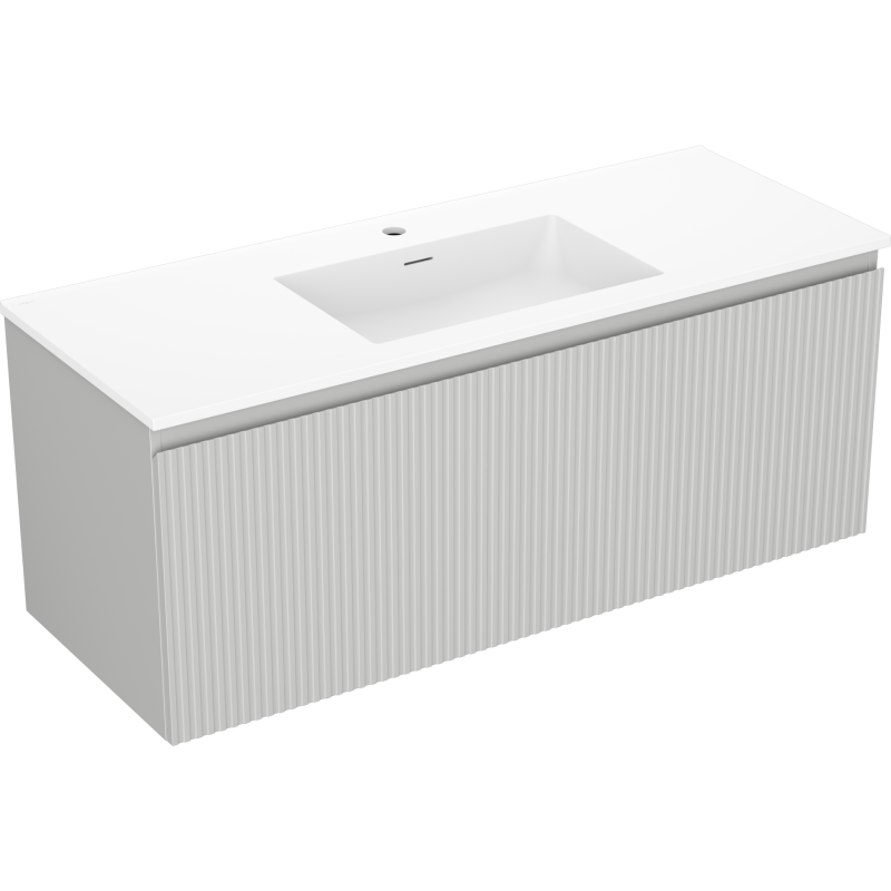 Mexen Rivel mobile bagno 120 cm con lavabo Otis, 1 cassetto, scanalato, grigio opaco/bianco opaco - 91A20-12047-1-BF62-W18M01