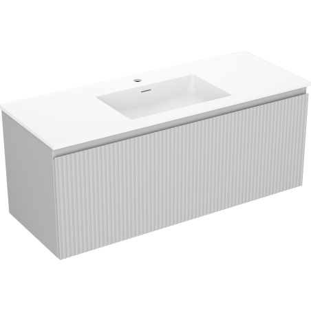 Mexen Rivel meuble de salle de bain 120 cm avec lavabo Otis, 1 tiroir, rainuré, gris mat/blanc mat - 91A20-12047-1-BF62-W18M01