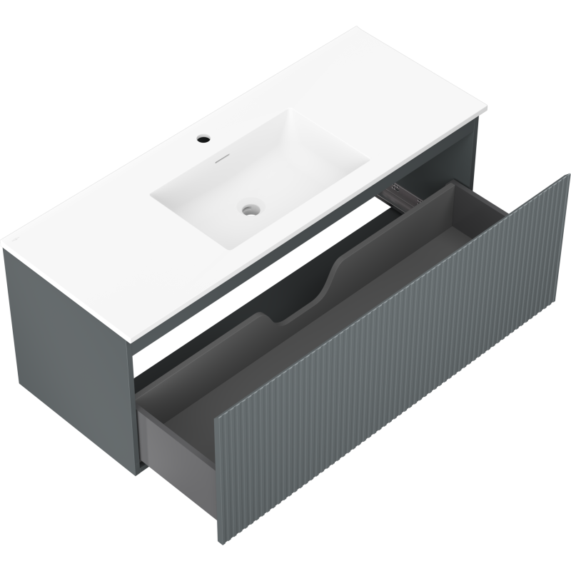 Mexen Rivel mobile bagno 120 cm con lavabo Otis, 1 cassetto, scanalato, grafite opaco/bianco opaco - 91A20-12047-1-BF66-W18M0