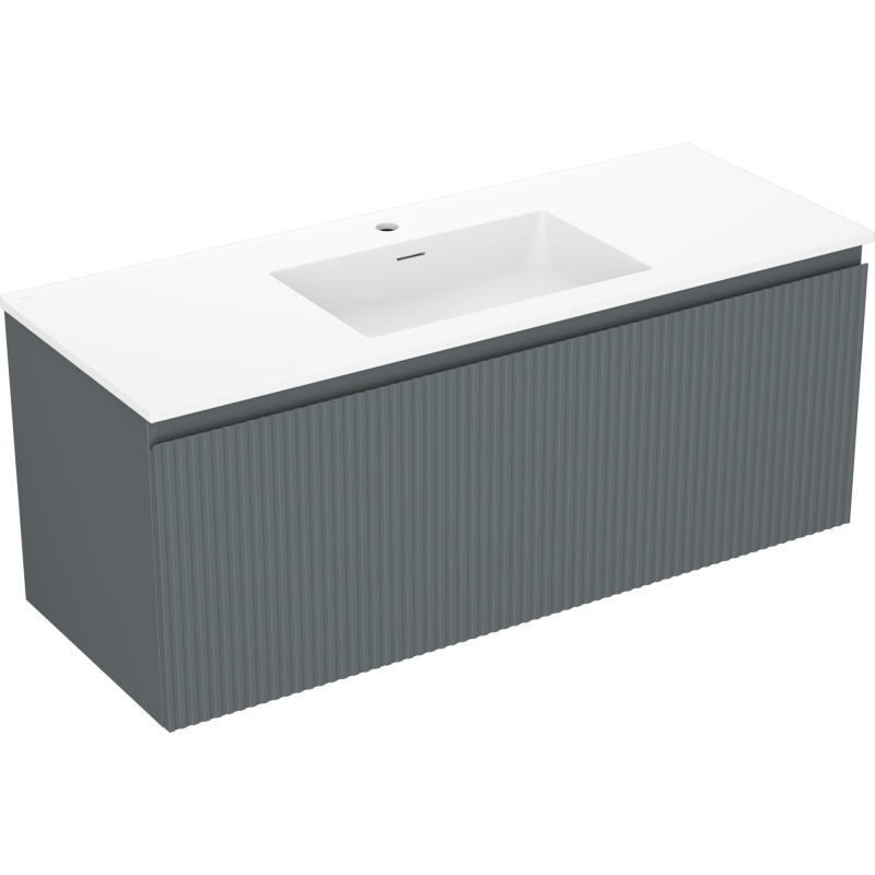 Mexen Rivel armario de baño de 120 cm con lavabo Otis, 1 cajón, estriado, grafito mate/blanco mate - 91A20-12047-1-BF66-W18M0