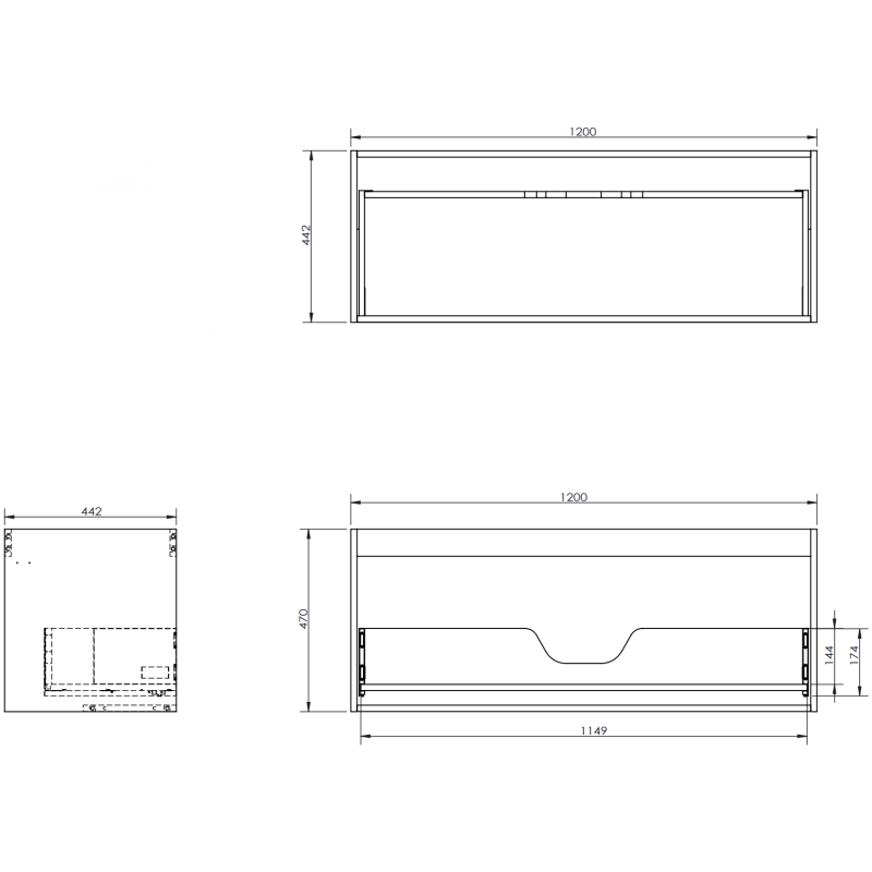 Mexen Rivel armario de baño de 120 cm con lavabo Otis, 1 cajón, estriado, grafito mate/blanco mate - 91A20-12047-1-BF66-W18M0