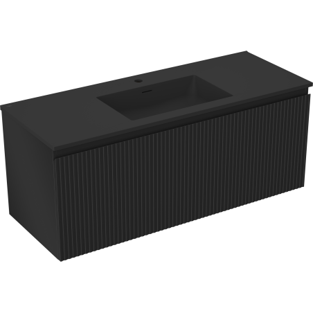 Mexen Rivel 120 cm Badezimmerschrank mit Waschbecken Otis, 1 Schublade, geriffelt, schwarz matt - 91A20-12047-1-BF71-W18M71