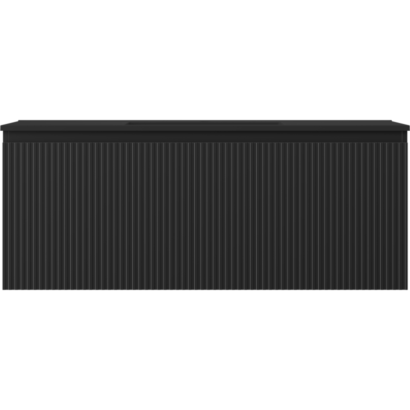 Mexen Rivel badkamerkast 120 cm met wastafel Otis, 1 lade, gegroefd, zwart mat - 91A20-12047-1-BF71-W18M71