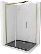 Mexen Omega klizni tuš s kliznim vratima 100 x 80 cm, proziran, zlatni + Flat tuš kabina, crna - 825-100-080-50-00-4070G