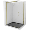 Mexen Omega cabine de douche coulissante 100 x 90 cm, transparent, or + receveur Flat, noir - 825-100-090-50-00-4070G