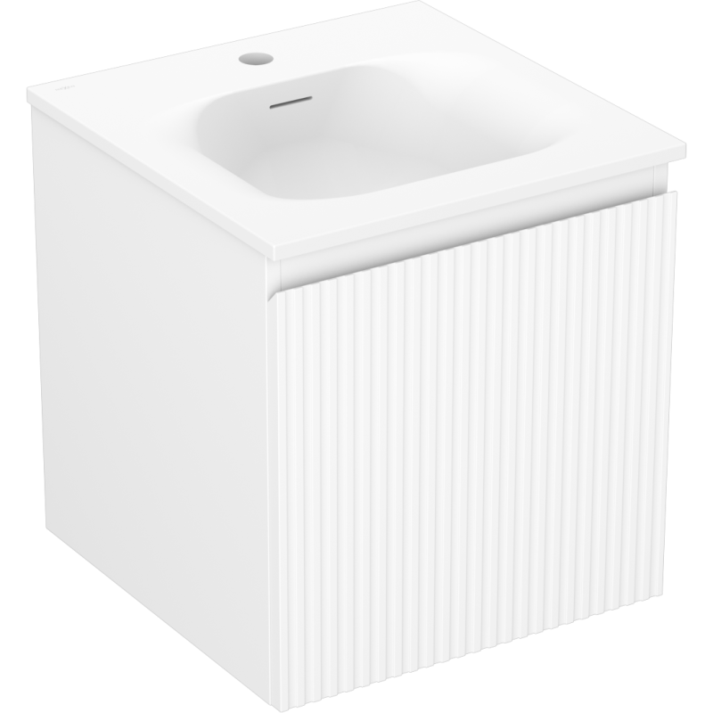 Mexen Rivel mueble de baño 45 cm con lavabo Vela, 1 cajón, ranurado, blanco mate - 91A20-04547-1-BF01-W23M01