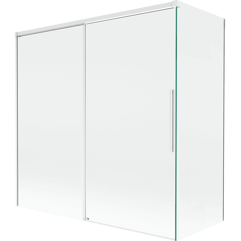 Mexen Rox parawan nawannowy 2-skrzydłowy rozsuwany 160 + 75 x 150 cm, transparent, biały - 8C9-160-075-20-00