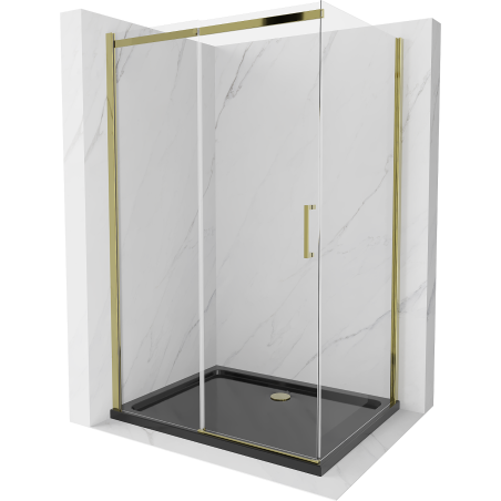 Mexen Omega kabina prysznicowa rozsuwana 120 x 80 cm, transparent, złota + brodzik Flat, czarny - 825-120-080-50-00-4070G