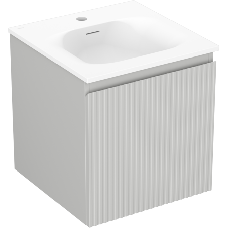 Mexen Rivel Badezimmerschrank 45 cm mit Waschbecken Vela, 1 Schublade, gerillt, grau matt/weiß matt - 91A20-04547-1-BF62-W23M01