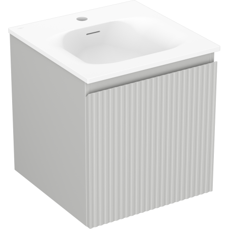 Mexen Rivel badkamerkast 45 cm met wastafel Vela, 1 lade, geribbeld, grijs mat/wit mat - 91A20-04547-1-BF62-W23M01
