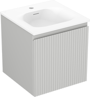 Mexen Rivel bathroom cabinet 45 cm with Vela sink, 1 drawer, fluted, gray matte/white matte - 91A20-04547-1-BF62-W23M01