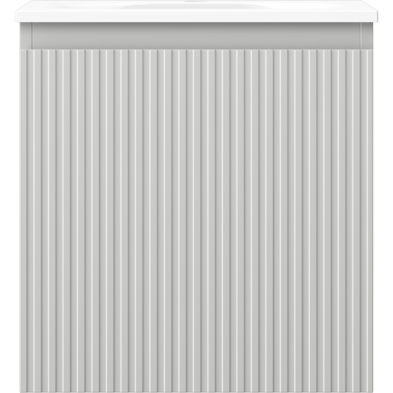 Mexen Rivel Badezimmerschrank 45 cm mit Waschbecken Vela, 1 Schublade, geriffelt, grau matt/weiß matt