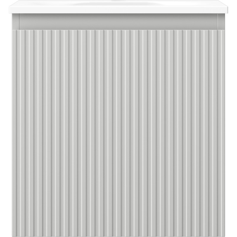 Mexen Rivel badkamerkast 45 cm met wastafel Vela, 1 lade, gegroefd, grijs mat/wit mat - 91A20-04547-1-BF62-W23M01