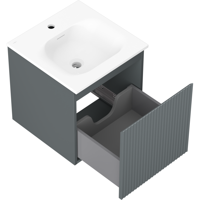 Mexen Rivel armario de baño 45 cm con lavabo Vela, 1 cajón, ranurado, grafito mate/blanco mate - 91A20-04547-1-BF66-W23M01
