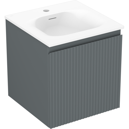 Mexen Rivel mobiletto da bagno 45 cm con lavabo Vela, 1 cassetto, scanalato, grafite opaco/bianco opaco