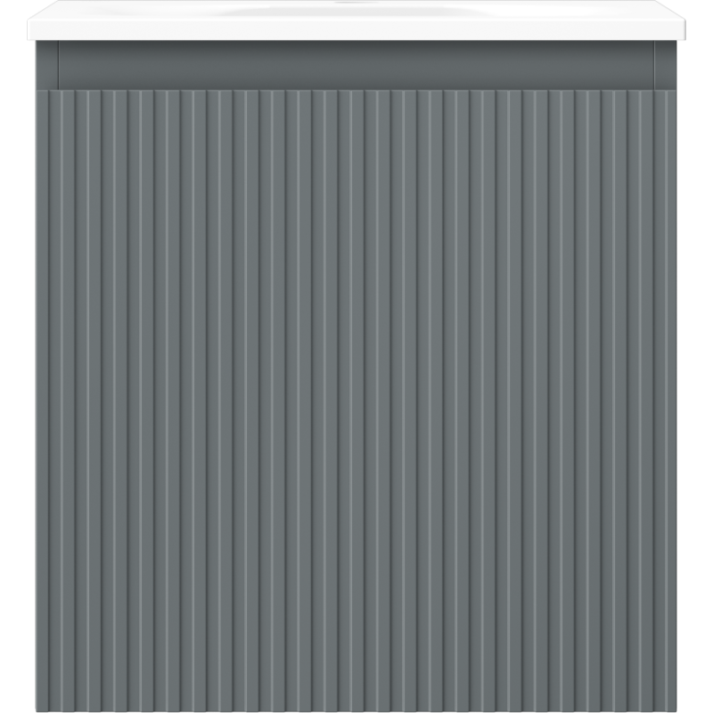 Mexen Rivel armoire de salle de bain 45 cm avec lavabo Vela, 1 tiroir, cannelé, graphite mat/blanc mat