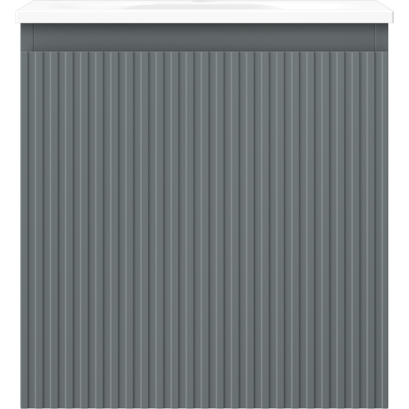 Mexen Rivel Bathroom Cabinet 45 cm with Vela Sink, 1 Drawer, Fluted, Graphite Matte/White Matte - 91A20-04547-1-BF66-W23M01