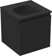 Mexen Rivel Buedzëmmer Schaf 45 cm mat Lavabo Vela, 1 Tirang, geribbelt, schwaarz matt - 91A20-04547-1-BF71-W23M71