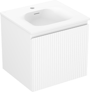 Mexen Rivel 50 cm Badezimmerunterschrank mit Waschbecken Vela, 1 Schublade, geriffelt, weiß matt - 91A20-05047-1-BF01-W23M01