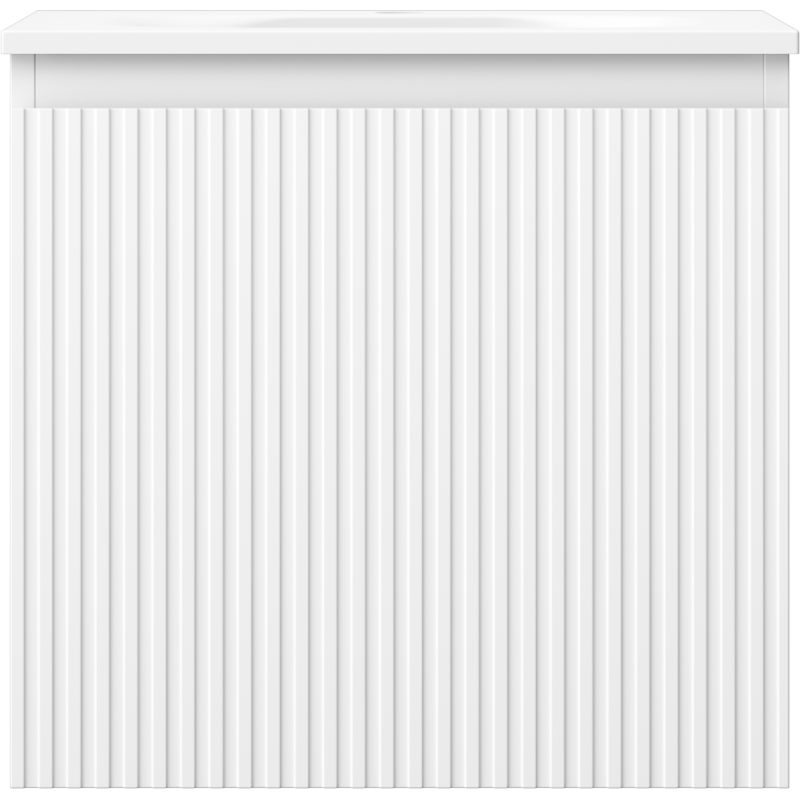 Mexen Rivel 50 cm bathroom cabinet with Vela washbasin, 1 drawer, fluted, white matte - 91A20-05047-1-BF01-W23M01