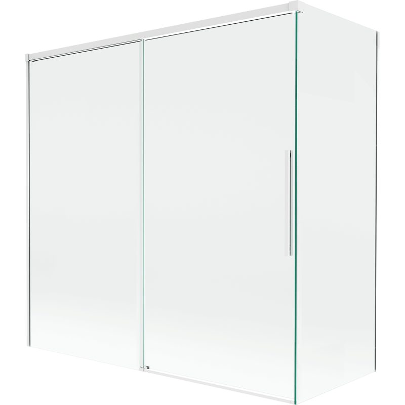 Mexen Rox, 2-flügelige, verschiebbare Duschabtrennung 160 + 80 x 150 cm, transparent, weiß - 8C9-160-080-20-00