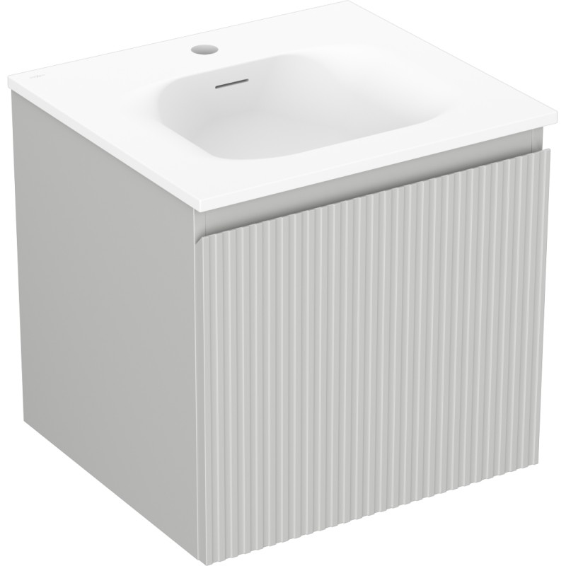 Mexen Rivel mueble de baño de 50 cm con lavabo Vela, 1 cajón, ranurado, gris mate/blanco mate - 91A20-05047-1-BF62-W23M01
