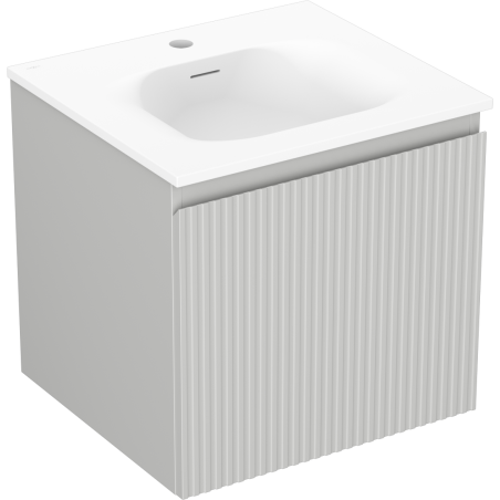 Mexen Rivel armoire de salle de bains 50 cm avec lavabo Vela, 1 tiroir, rainuré, gris mat/blanc mat - 91A20-05047-1-BF62-W23M01