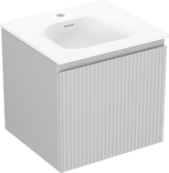 Mexen Rivel bathroom cabinet 50 cm with Vela washbasin, 1 drawer, grooved, grey matt/white matt - 91A20-05047-1-BF62-W23M01